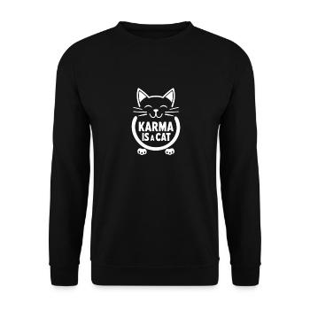 Karma Is A Cat Funny Cats Saying - Unisex Sweatshirt - black - Front - Alina (178cm) & Michal (187cm)