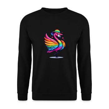 Flamingo Regenbogen, Flamingay Schwules Tier LGBTQ - Unisex Pullover - Schwarz - Vorne - Alina (178cm) & Michal (187cm)
