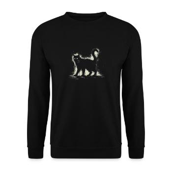 Creepy Goth Cat, Horror Cat, Weirdcore Cat - Unisex Sweatshirt - black - Front - Alina (178cm) & Michal (187cm)