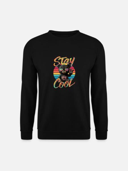 Retro-Friedensbär mit Sonnenbrille für Bären - Unisex Pullover - Schwarz