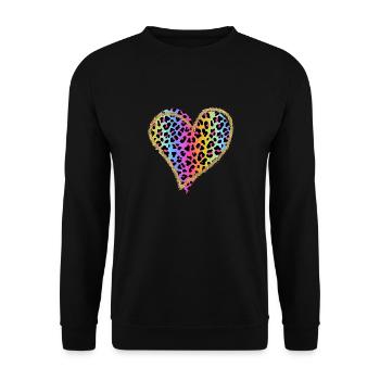 Love Cheetah Leopard Print Heart Valentine's Day - Unisex Sweatshirt - black - Front - Alina (178cm) & Michal (187cm)