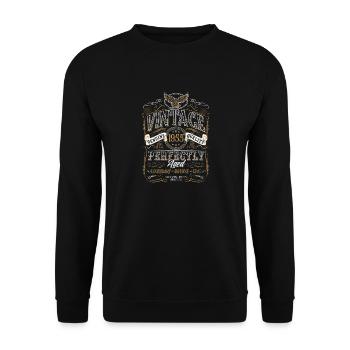 70e anniversaire 70 ans Né 1955 Homme Femme - Sweat-shirt Unisexe - noir - Devant - Alina (178cm) & Michal (187cm)