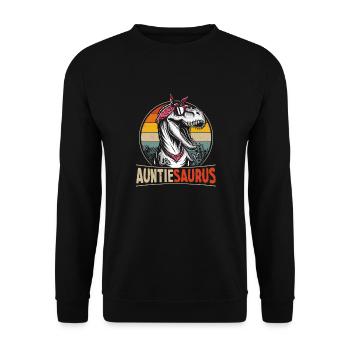 Auntiesaurus dinosaur for aunt or auntie - Unisex Sweatshirt - black - Front - Alina (178cm) & Michal (187cm)