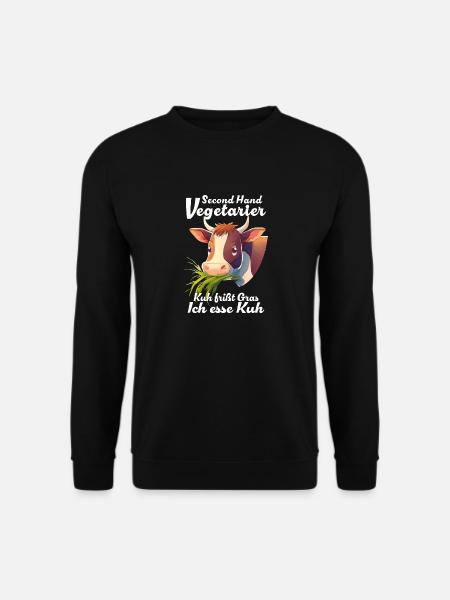 VEGETARIER KUH FRIßT GRAS - Unisex Pullover - Schwarz