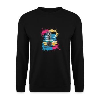 Sun Beach Ananas - Tropisch und Erfrischend - Unisex Pullover - Schwarz - Vorne - Alina (178cm) & Michal (187cm)