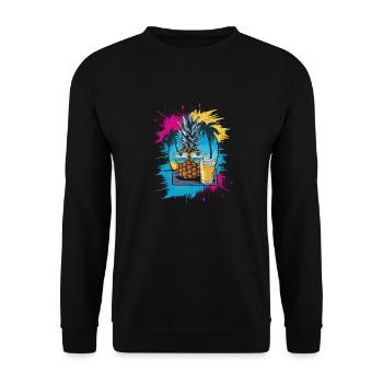 Sun Beach Ananas - Tropisch und Erfrischend - Unisex Pullover - Schwarz - Vorne - Alina (178cm) & Michal (187cm)