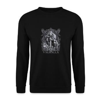 Schildmaid Valhalla Design Nordische Mythologie - Unisex Pullover - Schwarz - Vorne - Alina (178cm) & Michal (187cm)