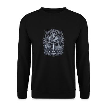 Schildmaid Valhalla Design Nordische Mythologie - Unisex Pullover - Schwarz - Vorne - Alina (178cm) & Michal (187cm)