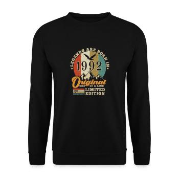 Original 1992 Cadeau D'anniversaire 1992 Authentic - Sweat-shirt Unisexe - noir - Devant - Alina (178cm) & Michal (187cm)