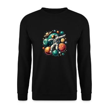 Astronaute Dabbing Planètes Astronaute Science Espace - Sweat-shirt Unisexe - noir - Devant - Alina (178cm) & Michal (187cm)