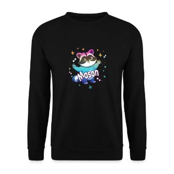 MASON - Beautiful boy name with cute raccoon - Unisex Sweatshirt - black - Front - Alina (178cm) & Michal (187cm)