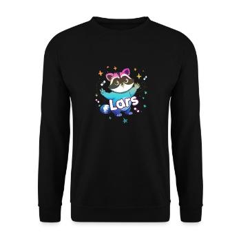 LARS - Beautiful boy name with cute raccoon - Unisex Sweatshirt - black - Front - Alina (178cm) & Michal (187cm)
