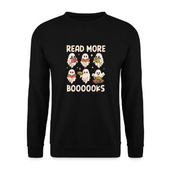 Read More Boooooks Halloween Ghost - Unisex Sweatshirt - black - Front - Alina (178cm) & Michal (187cm)