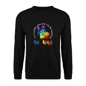 Dans un monde où l’on peut être n’importe quoi, être gentil LGBT - Sweat-shirt Unisexe - noir - Devant - Alina (178cm) & Michal (187cm)