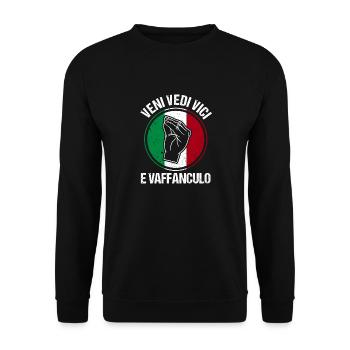 Italy Italian Vaffanculo - Unisex Sweatshirt - black - Front - Alina (178cm) & Michal (187cm)