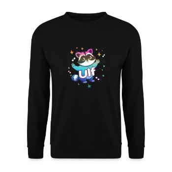 ULF - Beautiful boy name with cute raccoon - Unisex Sweatshirt - black - Front - Alina (178cm) & Michal (187cm)