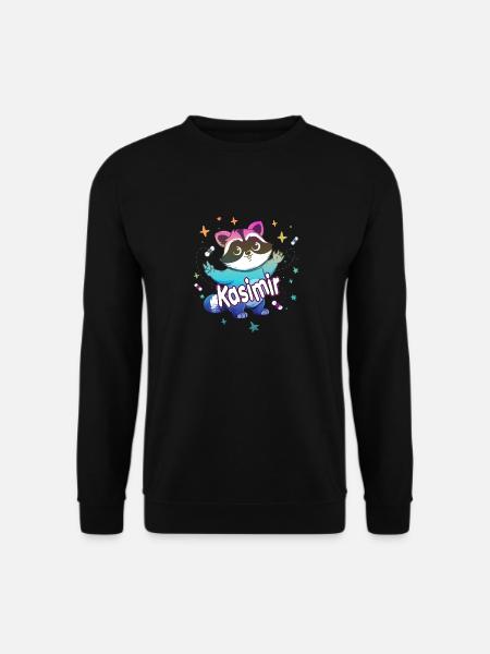 KASIMIR - Schöner Jungen Name mit süßem Waschbär - Unisex Pullover - Schwarz
