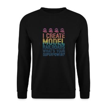 I Create Model Railroads Superpower - Unisex Sweatshirt - black - Front - Alina (178cm) & Michal (187cm)