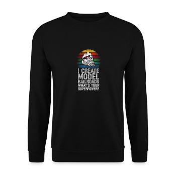 I Create Model Railroads Superpower - Unisex Sweatshirt - black - Front - Alina (178cm) & Michal (187cm)