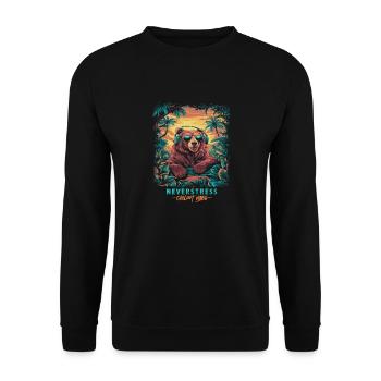 Bear Chillout Vibes Design: Relaxed and Stylish - Unisex Sweatshirt - black - Front - Alina (178cm) & Michal (187cm)