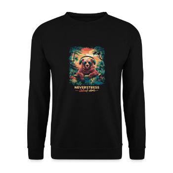 Bear Chillout Vibes Design: Relaxed and Stylish - Unisex Sweatshirt - black - Front - Alina (178cm) & Michal (187cm)