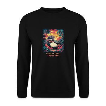 Chillout Vibes Design: Relaxed and Stylish - Unisex Sweatshirt - black - Front - Alina (178cm) & Michal (187cm)