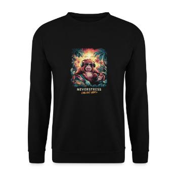 Monkey Chillout Vibes Design Relaxed and Stylish - Unisex Sweatshirt - black - Front - Alina (178cm) & Michal (187cm)