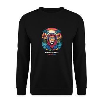 Lion Chillout Vibes Design décontracté et élégant - Sweat-shirt Unisexe - noir - Devant - Alina (178cm) & Michal (187cm)