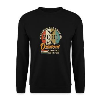 Original 2001 Geburtstagsgeschenk 2001 authentisch - Unisex Pullover - Schwarz - Vorne - Alina (178cm) & Michal (187cm)