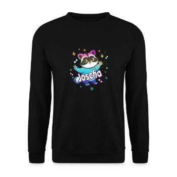 JOSCHA - Beau prénom de garçon avec un raton laveur mignon - Sweat-shirt Unisexe - noir - Devant - Alina (178cm) & Michal (187cm)