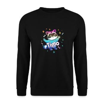 TIMO - Beautiful boy name with cute raccoon - Unisex Sweatshirt - black - Front - Alina (178cm) & Michal (187cm)