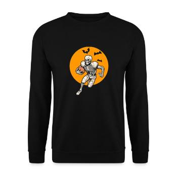 American Football Skeleton Halloween Football Fan - Unisex Pullover - Schwarz - Vorne - Alina (178cm) & Michal (187cm)