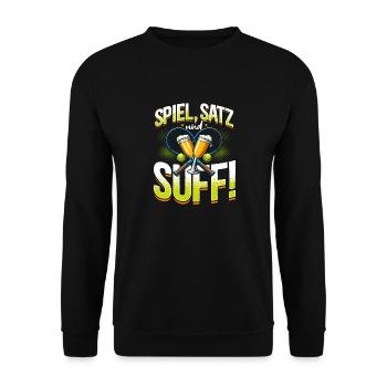 Bière Tennis, Set de jeux & Booze, Amateur de bière - Sweat-shirt Unisexe - noir - Devant - Alina (178cm) & Michal (187cm)