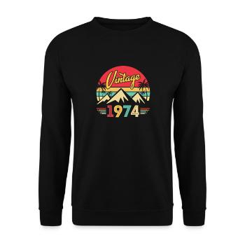 Anniversaire 50 ans 1974 Vintage 50 Homme Femme - Sweat-shirt Unisexe - noir - Devant - Alina (178cm) & Michal (187cm)