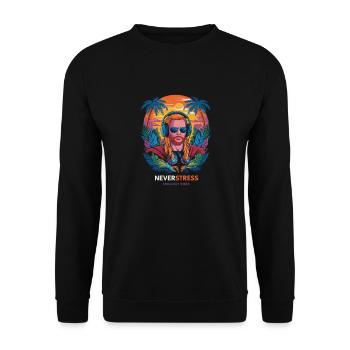 THOR Chillout Vibes Design Entspannt und Stilvoll - Unisex Pullover - Schwarz - Vorne - Alina (178cm) & Michal (187cm)