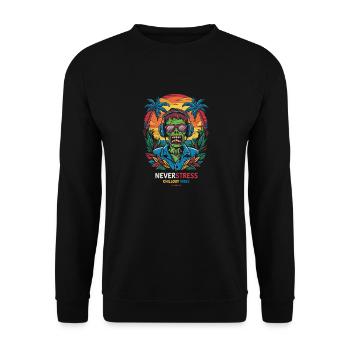 Zombi Chillout Vibes Design Entspannt und Stilvoll - Unisex Pullover - Schwarz - Vorne - Alina (178cm) & Michal (187cm)