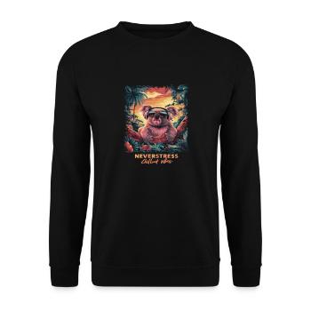 Koala Chillout Vibes Design Entspannt und Stilvoll - Unisex Pullover - Schwarz - Vorne - Alina (178cm) & Michal (187cm)