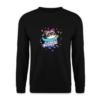 GABRIEL - Beautiful boy name with cute raccoon - Unisex Sweatshirt - black - Front - Alina (178cm) & Michal (187cm)