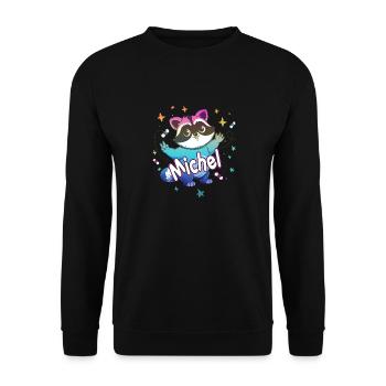 MICHEL - Beautiful boy name with cute raccoon - Unisex Sweatshirt - black - Front - Alina (178cm) & Michal (187cm)