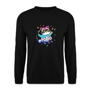 FABIO - Beautiful boy name with cute raccoon - Unisex Sweatshirt - black - Front - Alina (178cm) & Michal (187cm)