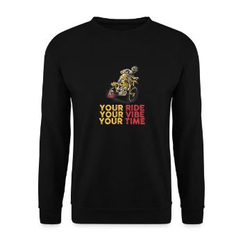 Deine Fahrt Dein Vibe Deine Zeit Motocross - Unisex Pullover - Schwarz - Vorne - Alina (178cm) & Michal (187cm)