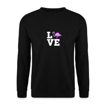 Flamingo Love T-Shirt - Rosa Flamingo Vogel Liebhaber - Unisex Pullover - Schwarz - Vorne - Alina (178cm) & Michal (187cm)