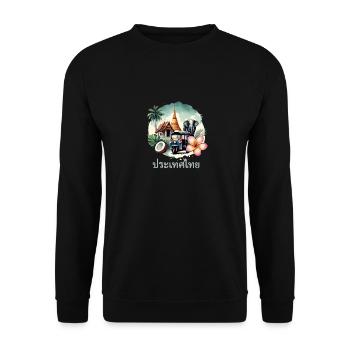 Thai-tempel Elefant Bangkok Pagode - Unisex Pullover - Schwarz - Vorne - Alina (178cm) & Michal (187cm)