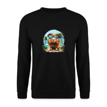 Niedliches Meerschweinchen Chilt mit Sonnenbrille - Unisex Pullover - Schwarz - Vorne - Alina (178cm) & Michal (187cm)