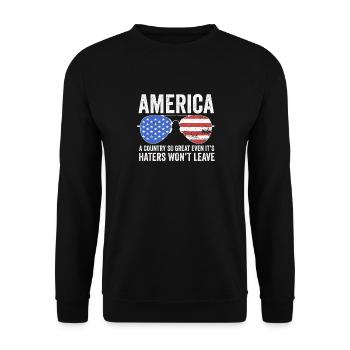 Amerika Ein so großartiges Land Patriotisch der USA - Unisex Pullover - Schwarz - Vorne - Alina (178cm) & Michal (187cm)