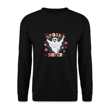 Funny Halloween Sister Spooky Sister - Unisex Sweatshirt - black - Front - Alina (178cm) & Michal (187cm)
