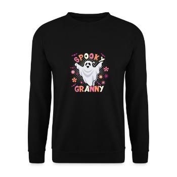 Grossmutter Halloween Spooky Granny - Unisex Pullover - Schwarz - Vorne - Alina (178cm) & Michal (187cm)