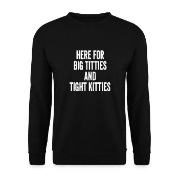 Here's To Big Titties And Tight Kitties Design - Unisex Pullover - Schwarz - Vorne - Alina (178cm) & Michal (187cm)