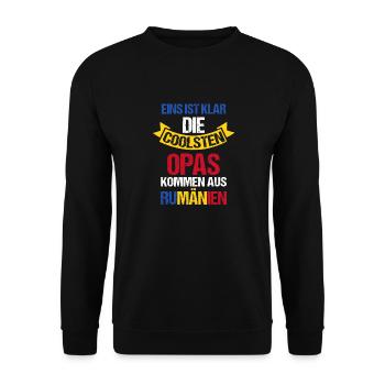 Roumains Grand-père Grand-père Roumanie - Sweat-shirt Unisexe - noir - Devant - Alina (178cm) & Michal (187cm)