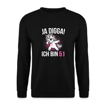 Cadeau Licorne Femme 51e Anniversaire - Sweat-shirt Unisexe - noir - Devant - Alina (178cm) & Michal (187cm)